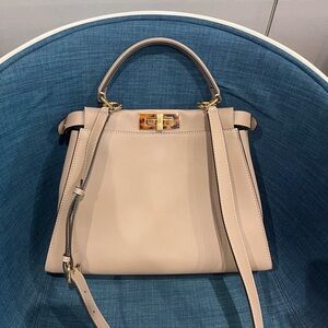 Fendi Taupe Satchel with Gold Accents
